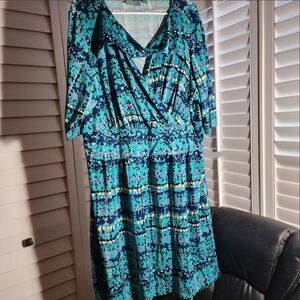 Avenue Teal and Navy Midi Dress